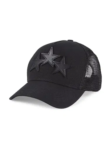 AMIRI Men's Star Leather Trucker Hat - Black | Thumbnail 1 AMIRI Men's Star Leather Trucker Hat - Black | Thumbnail 1