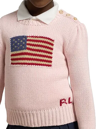 Polo Ralph Lauren Little Girl's & Girl's American Flag Sweater - Acacia Pink | Thumbnail 5 Polo Ralph Lauren Little Girl's & Girl's American Flag Sweater - Acacia Pink | Thumbnail 5