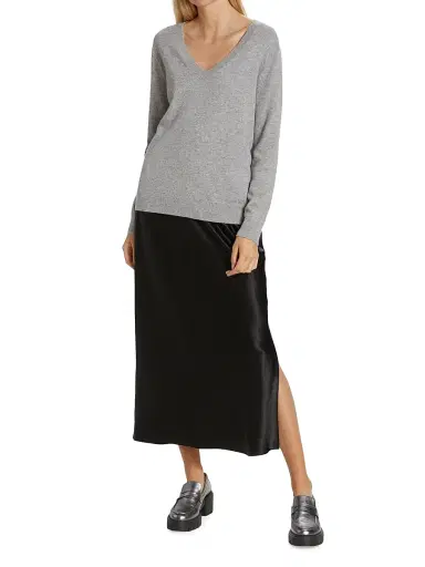 Vince Women's Weekend V-Neck Cashmere Sweater - Steel - Size XXS | Thumbnail 2 Vince Women's Weekend V-Neck Cashmere Sweater - Steel - Size XXS | Thumbnail 2