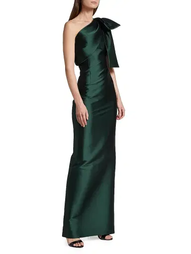 SACHIN BABI Women's Bonnie Satin One-Shoulder Gown - Forest Green | Thumbnail 2 SACHIN BABI Women's Bonnie Satin One-Shoulder Gown - Forest Green | Thumbnail 2