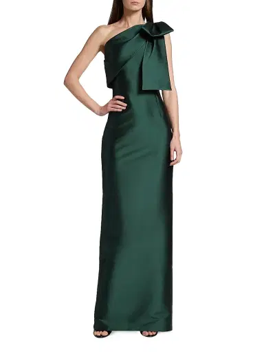 SACHIN BABI Women's Bonnie Satin One-Shoulder Gown - Forest Green | Thumbnail 3 SACHIN BABI Women's Bonnie Satin One-Shoulder Gown - Forest Green | Thumbnail 3