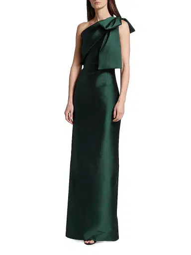 SACHIN BABI Women's Bonnie Satin One-Shoulder Gown - Forest Green | Thumbnail 4 SACHIN BABI Women's Bonnie Satin One-Shoulder Gown - Forest Green | Thumbnail 4