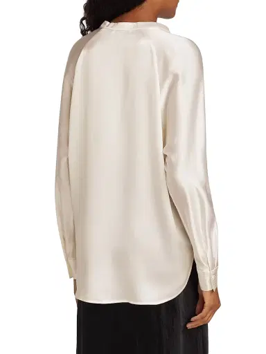 Vince Women's Silk Long-Sleeve Blouse - Optic White - Size 22 | Thumbnail 6 Vince Women's Silk Long-Sleeve Blouse - Optic White - Size 22 | Thumbnail 6