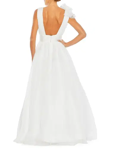 Mac Duggal Women's Ruffle Shoulder V-Neck Gown - White - Size 16 | Thumbnail 2 Mac Duggal Women's Ruffle Shoulder V-Neck Gown - White - Size 16 | Thumbnail 2