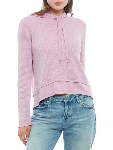 Wilt Women's Long Sleeve Double Peplum Hoodie - Mauve Mist | Thumbnail 3 Wilt Women's Long Sleeve Double Peplum Hoodie - Mauve Mist | Thumbnail 3