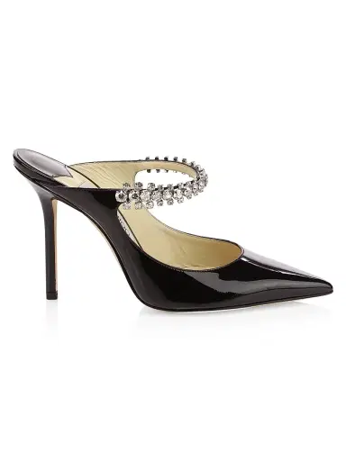 Jimmy Choo Women's Bing 100MM Embellished Patent Leather Mules - Black | Thumbnail 1 Jimmy Choo Women's Bing 100MM Embellished Patent Leather Mules - Black | Thumbnail 1