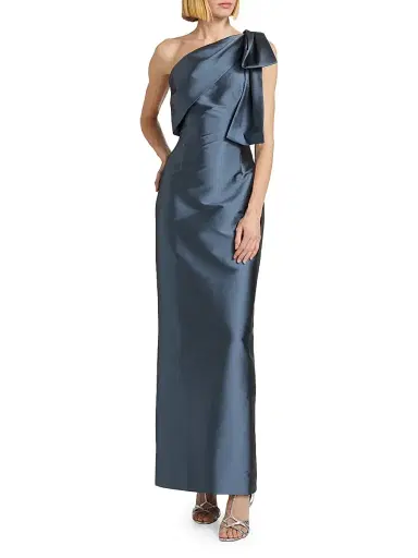 SACHIN BABI Women's Bonnie Satin One-Shoulder Gown - Steel Blue | Thumbnail 2 SACHIN BABI Women's Bonnie Satin One-Shoulder Gown - Steel Blue | Thumbnail 2