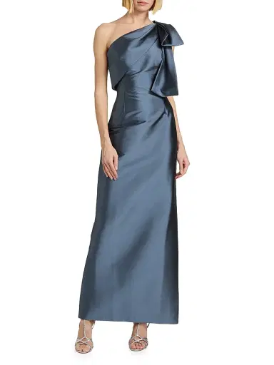 SACHIN BABI Women's Bonnie Satin One-Shoulder Gown - Steel Blue | Thumbnail 3 SACHIN BABI Women's Bonnie Satin One-Shoulder Gown - Steel Blue | Thumbnail 3
