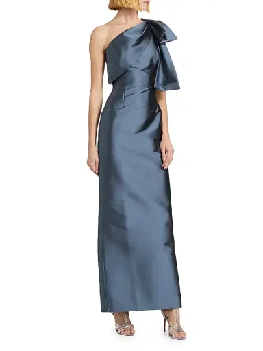 SACHIN BABI Women's Bonnie Satin One-Shoulder Gown - Steel Blue | Thumbnail 4 SACHIN BABI Women's Bonnie Satin One-Shoulder Gown - Steel Blue | Thumbnail 4