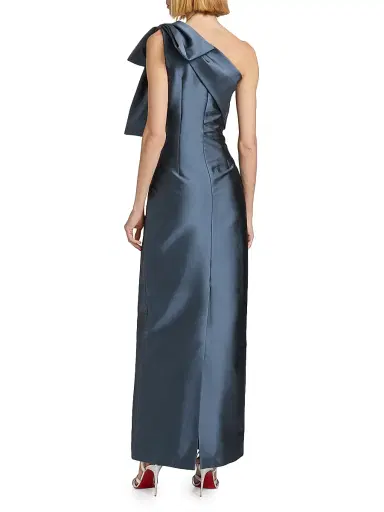 SACHIN BABI Women's Bonnie Satin One-Shoulder Gown - Steel Blue | Thumbnail 5 SACHIN BABI Women's Bonnie Satin One-Shoulder Gown - Steel Blue | Thumbnail 5