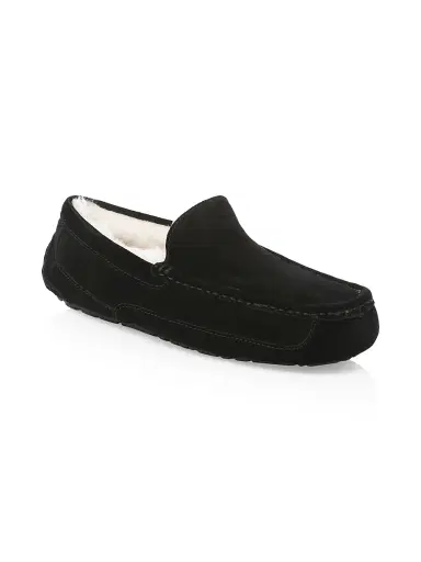 UGG Men's Ascot Suede Slippers - Black | Thumbnail 1 UGG Men's Ascot Suede Slippers - Black | Thumbnail 1