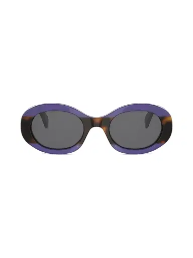 CELINE Women's TRIOMPHE 50MM Logo Oval sunglasses - Havana Purple Smoke | Thumbnail 2 CELINE Women's TRIOMPHE 50MM Logo Oval sunglasses - Havana Purple Smoke | Thumbnail 2