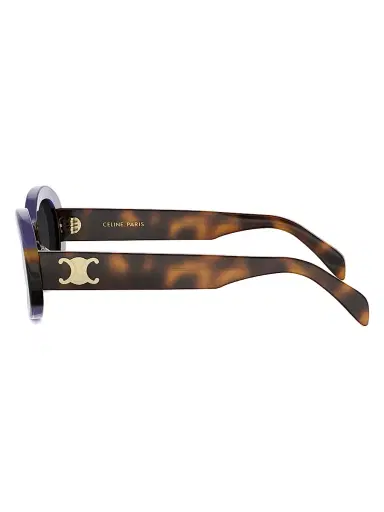 CELINE Women's TRIOMPHE 50MM Logo Oval sunglasses - Havana Purple Smoke | Thumbnail 3 CELINE Women's TRIOMPHE 50MM Logo Oval sunglasses - Havana Purple Smoke | Thumbnail 3