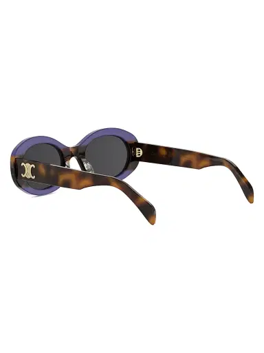 CELINE Women's TRIOMPHE 50MM Logo Oval sunglasses - Havana Purple Smoke | Thumbnail 4 CELINE Women's TRIOMPHE 50MM Logo Oval sunglasses - Havana Purple Smoke | Thumbnail 4