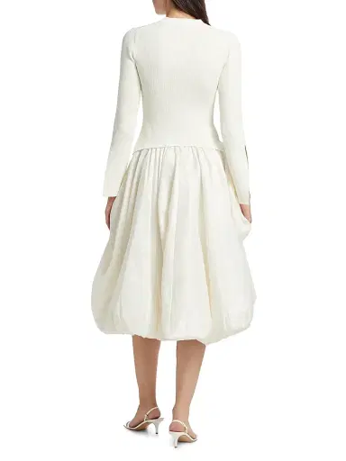 SIMKHAI Women's Kenlie Mixed-Media Bubble Skirt Midi-Dress - | Thumbnail 5 SIMKHAI Women's Kenlie Mixed-Media Bubble Skirt Midi-Dress - | Thumbnail 5