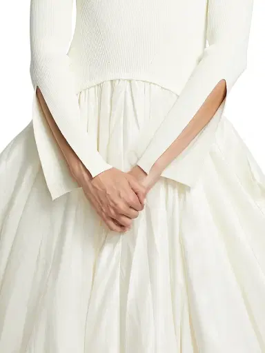 SIMKHAI Women's Kenlie Mixed-Media Bubble Skirt Midi-Dress - | Thumbnail 6 SIMKHAI Women's Kenlie Mixed-Media Bubble Skirt Midi-Dress - | Thumbnail 6
