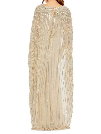 Mac Duggal Women's Sequined Column Cape Gown - Champagne - Size 6 | Thumbnail 2 Mac Duggal Women's Sequined Column Cape Gown - Champagne - Size 6 | Thumbnail 2