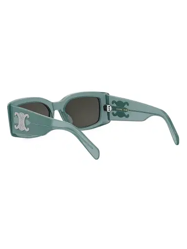 CELINE Women's Triomphe 53MM Rectangular Sunglasses - Transparent Teal Grey | Thumbnail 4 CELINE Women's Triomphe 53MM Rectangular Sunglasses - Transparent Teal Grey | Thumbnail 4