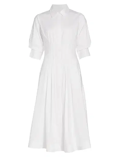 Simkhai Women's Jazz Core Cotton Poplin Pintuck Midi-Dress - White - Size XL | Thumbnail 1 Simkhai Women's Jazz Core Cotton Poplin Pintuck Midi-Dress - White - Size XL | Thumbnail 1