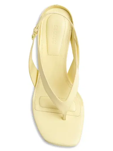 SIMKHAI Women's Darya 80MM Leather Wedge Sandals - Butter Cream | Thumbnail 2 SIMKHAI Women's Darya 80MM Leather Wedge Sandals - Butter Cream | Thumbnail 2