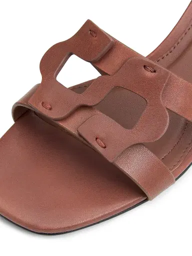 SIMKHAI Women's Monogram 50MM Leather Block-Heel Sandals - Sable | Thumbnail 6 SIMKHAI Women's Monogram 50MM Leather Block-Heel Sandals - Sable | Thumbnail 6