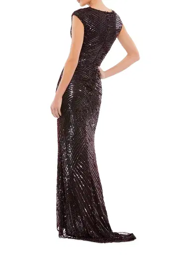 Mac Duggal Women's Sequined Cap-Sleeve Gown - Brown | Thumbnail 2 Mac Duggal Women's Sequined Cap-Sleeve Gown - Brown | Thumbnail 2