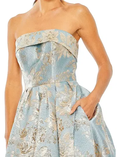 Mac Duggal Women's Floral Brocade Midi-Dress - Blue Multi - Size 18 | Thumbnail 3 Mac Duggal Women's Floral Brocade Midi-Dress - Blue Multi - Size 18 | Thumbnail 3