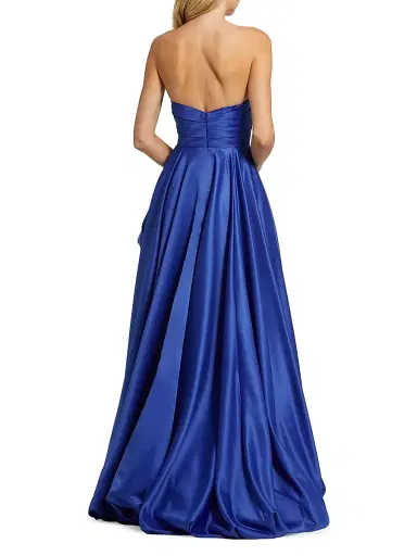Mac Duggal Women's Strapless High-Low Satin Gown - Cobalt - Size 4 | Thumbnail 3 Mac Duggal Women's Strapless High-Low Satin Gown - Cobalt - Size 4 | Thumbnail 3
