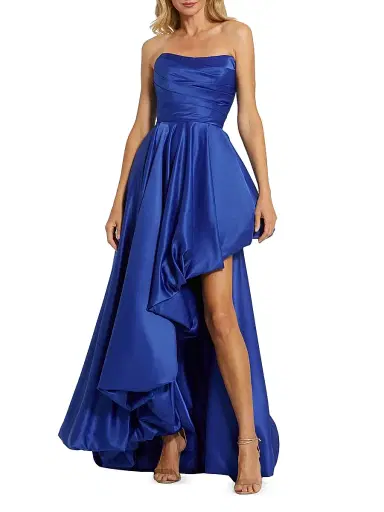 Mac Duggal Women's Strapless High-Low Satin Gown - Cobalt - Size 4 | Thumbnail 1 Mac Duggal Women's Strapless High-Low Satin Gown - Cobalt - Size 4 | Thumbnail 1
