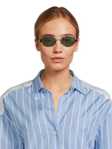 CELINE Women's Triomphe 54MM Oval Sunglasses - Gold Green | Thumbnail 2 CELINE Women's Triomphe 54MM Oval Sunglasses - Gold Green | Thumbnail 2
