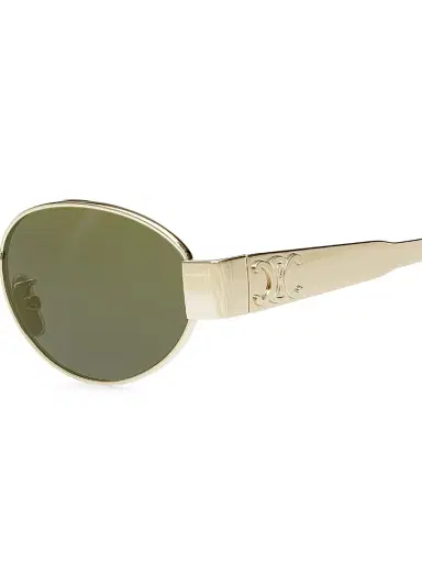 CELINE Women's Triomphe 54MM Oval Sunglasses - Gold Green | Thumbnail 4 CELINE Women's Triomphe 54MM Oval Sunglasses - Gold Green | Thumbnail 4