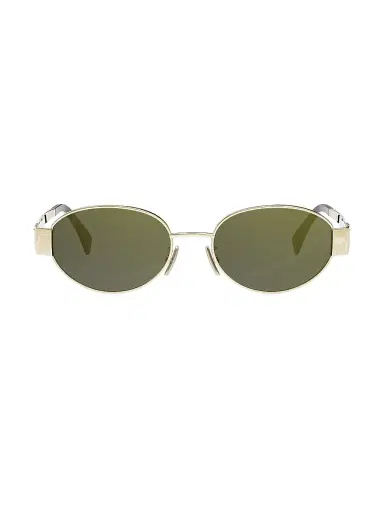 CELINE Women's Triomphe 54MM Oval Sunglasses - Gold Green | Thumbnail 1 CELINE Women's Triomphe 54MM Oval Sunglasses - Gold Green | Thumbnail 1