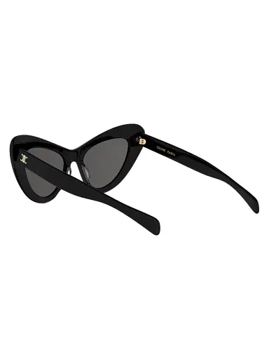 CELINE Women's Triomphe Mini HD 52MM Cat-Eye Sunglasses - Shiny Black Smoke | Thumbnail 4 CELINE Women's Triomphe Mini HD 52MM Cat-Eye Sunglasses - Shiny Black Smoke | Thumbnail 4