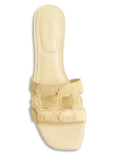 SIMKHAI Women's Monogram Raffia Flat Sandals - Natural | Thumbnail 3 SIMKHAI Women's Monogram Raffia Flat Sandals - Natural | Thumbnail 3