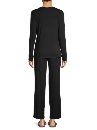 Natori Women's Feathers Elements 2-Piece Jersey Crop Lounge Set - Black | Thumbnail 5 Natori Women's Feathers Elements 2-Piece Jersey Crop Lounge Set - Black | Thumbnail 5