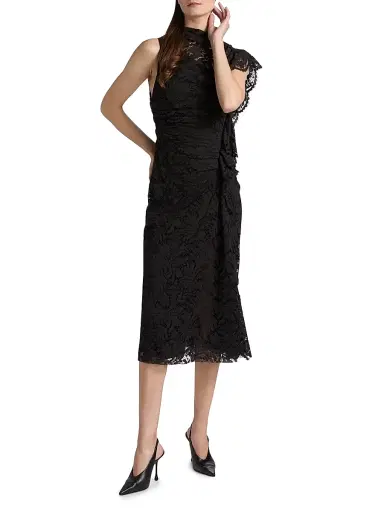 A.L.C. Women's Astrid Lace Ruched Midi-Dress - Black | Thumbnail 3 A.L.C. Women's Astrid Lace Ruched Midi-Dress - Black | Thumbnail 3