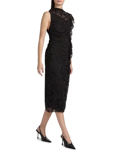 A.L.C. Women's Astrid Lace Ruched Midi-Dress - Black | Thumbnail 4 A.L.C. Women's Astrid Lace Ruched Midi-Dress - Black | Thumbnail 4