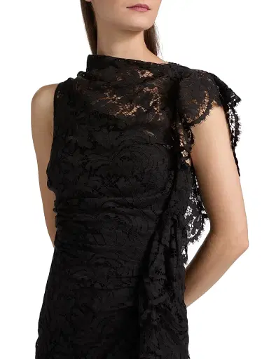 A.L.C. Women's Astrid Lace Ruched Midi-Dress - Black | Thumbnail 6 A.L.C. Women's Astrid Lace Ruched Midi-Dress - Black | Thumbnail 6