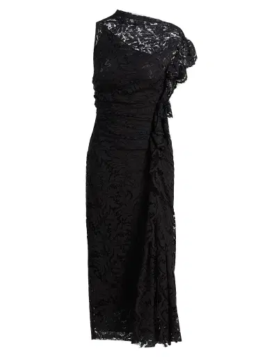 A.L.C. Women's Astrid Lace Ruched Midi-Dress - Black | Thumbnail 1 A.L.C. Women's Astrid Lace Ruched Midi-Dress - Black | Thumbnail 1