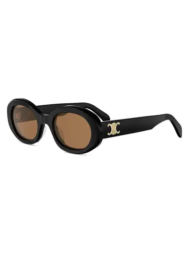 CELINE Women's Triomphe 52MM Oval Sunglasses - Shiny Black Roviex | Thumbnail 1 CELINE Women's Triomphe 52MM Oval Sunglasses - Shiny Black Roviex | Thumbnail 1