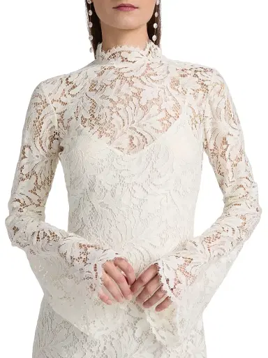 A.L.C. Women's Eden Botanical Lace Minidress - Ecru | Thumbnail 6 A.L.C. Women's Eden Botanical Lace Minidress - Ecru | Thumbnail 6