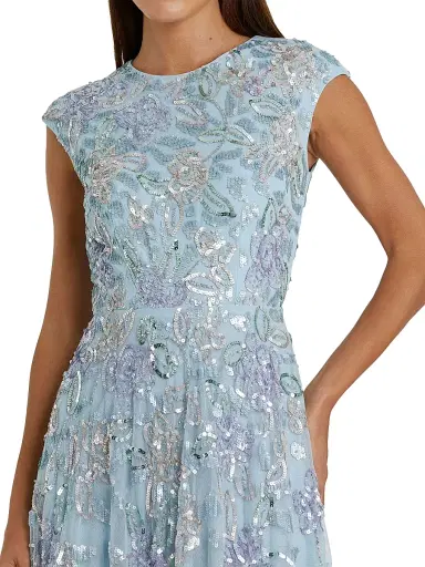 Mac Duggal Women's Evening Sequined Cap-Sleeve A-Line Gown - Ice Blue Multi - Size 16 | Thumbnail 3 Mac Duggal Women's Evening Sequined Cap-Sleeve A-Line Gown - Ice Blue Multi - Size 16 | Thumbnail 3