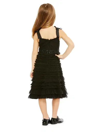 Mac Duggal Little Girl's & Girl's Beaded Bow Strap Ruffle Lace Dress - Black | Thumbnail 2 Mac Duggal Little Girl's & Girl's Beaded Bow Strap Ruffle Lace Dress - Black | Thumbnail 2