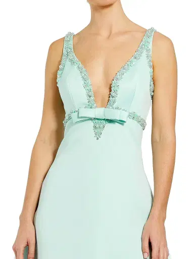 Mac Duggal Women's Ieena Beaded & Bow-Embellished Minidress - Mint - Size 12 | Thumbnail 4 Mac Duggal Women's Ieena Beaded & Bow-Embellished Minidress - Mint - Size 12 | Thumbnail 4
