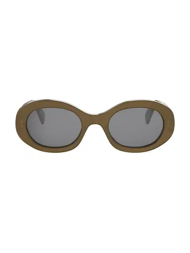 CELINE Women's Triomphe 52MM Oval Sunglasses - Shiny Dark Green Smoke | Thumbnail 2 CELINE Women's Triomphe 52MM Oval Sunglasses - Shiny Dark Green Smoke | Thumbnail 2