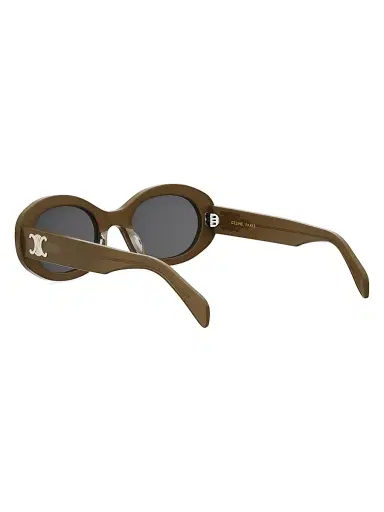 CELINE Women's Triomphe 52MM Oval Sunglasses - Shiny Dark Green Smoke | Thumbnail 4 CELINE Women's Triomphe 52MM Oval Sunglasses - Shiny Dark Green Smoke | Thumbnail 4