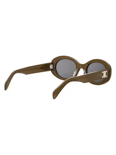 CELINE Women's Triomphe 52MM Oval Sunglasses - Shiny Dark Green Smoke | Thumbnail 6 CELINE Women's Triomphe 52MM Oval Sunglasses - Shiny Dark Green Smoke | Thumbnail 6