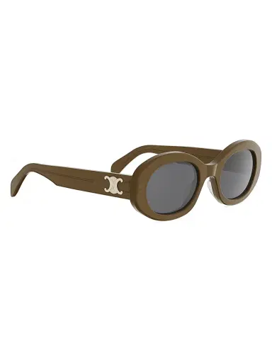 CELINE Women's Triomphe 52MM Oval Sunglasses - Shiny Dark Green Smoke | Thumbnail 8 CELINE Women's Triomphe 52MM Oval Sunglasses - Shiny Dark Green Smoke | Thumbnail 8