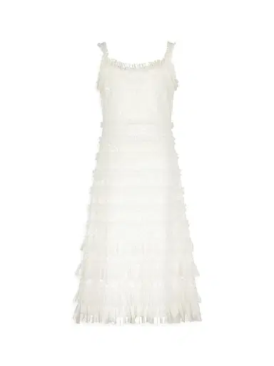 Mac Duggal Little Girl's & Girl's Sequined Ruffled Dress - White | Thumbnail 1 Mac Duggal Little Girl's & Girl's Sequined Ruffled Dress - White | Thumbnail 1