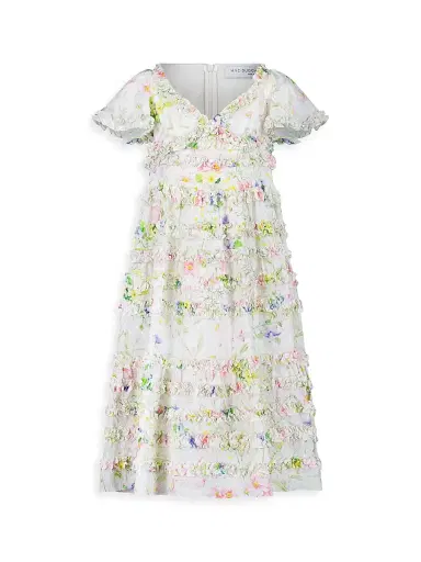 Mac Duggal Little Girl's & Girl's Ruffle Floral Dress - White Multi | Thumbnail 1 Mac Duggal Little Girl's & Girl's Ruffle Floral Dress - White Multi | Thumbnail 1